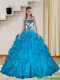 Perfect Baby Blue Quince Dresses with Ruffles and Sequins for 2015