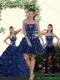 Perfect Navy Blue Quince Dress with Pick-ups and Beading for 2015