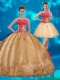 Perfect Strapless Multi Color Quinceanera Dress with Beading and Embroidery