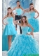 2015 Beautiful Appliques Quince Dresses with Beading and Ruffles