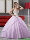 2015 Wonderful Sweetheart Quinceanera Dress in White and Lilac with Beading and Appliques