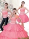 Beautiful 2015 Hot Pink Quinceanera Dresses with Beading and Ruffled Layers