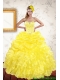 Classical 2015 Yellow Quince Dresses with Beading and Ruffles