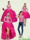 Decent Hot Pink Sweetheart Dress for Quince with Ruffles and Beading