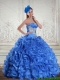 Royal Blue Appliques and Rolling Flowers Quinceanera Dresses for 2015