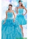 Sophisticated Teal Quince Dresses with Embroidery and Pick Ups