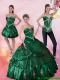 2015 Custom Made Dark Green Quinceanera Dresses with Beading and Appliques