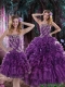 2015 New Styles Purple Dresses for Quince with Appliques and Ruffles