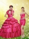 2015 New Styles Red Strapless Quinceanera Dresses with Appliques and Pick-ups