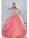 2015 New Styles Watermelon Quinceanera Dresses with Beading