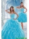 2015 Pretty Baby Blue Sweet 16 Dresses with Beading and Ruffles