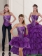 2015 Pretty Purple Quince Dress with Ruffled Layers and Beading