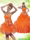2015 Pretty Ruffles and Bowknot Sweetheart Quinceanera Dress in Orange