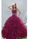 Beautiful Beading and Ruffles Quinceanera Dresses in Burgundy