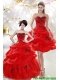 Beautiful Strapless Red Quinceanera Dresses with Appliques and Pick Ups for 2015