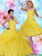 Brand New Yellow Strapless 2015 Quinceanera Dresses with Beading