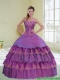 Custom Made Beading and Ruffled Layers Purple Quinceanera Dress