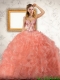 Custom Made Orange Red Quinceanera Dress with Appliques and Ruffles