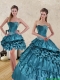 New Styles 2015 Teal Sweet 15 Dresses with Ruffled Layers and Beading
