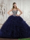 Pretty 2015 Quinceanera Dresses in Navy Blue with Appliques and Ruffles