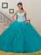 Pretty Appliques and Ruffles Baby Blue Quinceanera Dresses for 2015