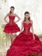 Pretty Beading and Pick Ups Quinceanera Dress in Wine Red for 2015