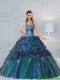 Pretty Multi Color Quinceanera Gown with Hand Made Flower and Pick Ups
