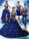 Pretty Navy Blue Sweetheart Quinceanera Dress with Embroidery and Ruffles