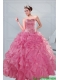 The Super Hot 2015 Beading and Ruffles Quinceanera Dresses in Coral Red