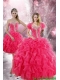 Trendy 2015 Hot Pink Quinceanera Dresses with Beading and Ruffles
