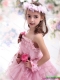 2015 Adorable Baby Pink Little Girl Pageant Dress with Hand Made Flowers and Ruffles