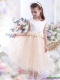 2015 Adorable White Little Girl Pageant Dress with Waistband and Hand Made Flowers