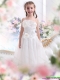 2015 Adorable White Spaghetti Straps Little Girl Pageant Dresses with Flowers and Ruffles
