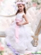Adorable Scoop White Little Girl Pageant Dress with Sash and Ruffles