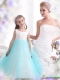 Adorable White and Baby Blue Scoop Little Girl Pageant Dress for 2015