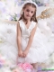 Adorable White Appliques Scoop Little Girl Pageant Dress for 2015