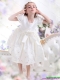 Adorable White Scoop 2015 Little Girl Pageant Dress with Bownot and Cap Sleeves