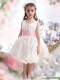 Adorable White Scoop 2015 Little Girl Pageant Dress with Light Pink Sash