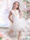 Beading Ruffled 2015 Adorable White Little Girl Pageant Dress with Bownot