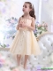 Champagne Spaghetti Straps Adorable Little Girl Pageant Dresses with Waistband and Hand Made Flower