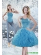 2015 Detachable Modest Sweetheart Aqua Blue Prom Dress with Beading and Ruffles