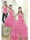 Detachable 2015 Rose Pink Prom Dress with Beading and Ruffles