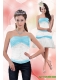 Detachable 2015 Strapless Column Appliques Prom Dress in White and Blue