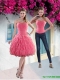 Detachable 2015 Strapless Watermelon Prom Dress with Beading and Ruffles