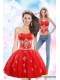 Detachable 2015 Sweetheart Appliques Prom Dress in Red