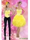 Detachable 2015 Sweetheart Yellow Prom Dress with Beading and Ruffles