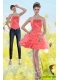 Detachable 2015 Watermelon Red Strapless Prom Dresses with Beading and Ruffles