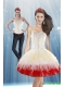 Detachable 2015 White and Red Prom Dress with Beading and Ruffled Layers