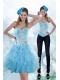Detachable Appliques and Ruffles Sweetheart Aqua Blue Prom Dress for 2015