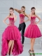 Detachable Sweetheart Hot Pink 2015 Prom Dresses with Appliques
